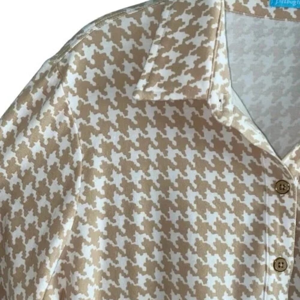 J. Mclaughlin Houndstooth 1/2 Button Pullover Shi… - image 3